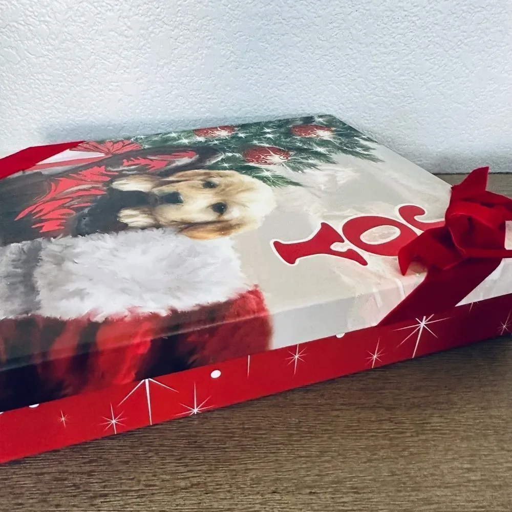 Christmas Puppy Dog “Joy” Holiday Gift Storage Lidded Box